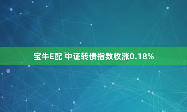 宝牛E配 中证转债指数收涨0.18%