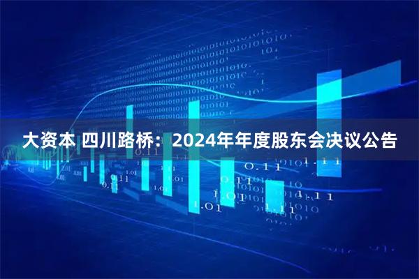 大资本 四川路桥：2024年年度股东会决议公告